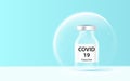 Covid-19 coronavirus vaccine. Vaccine bottle to protect from COVID-19 coronavirus. Bubble shield virus. Vector illustration