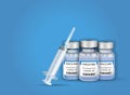 Covid coronavirus vaccine with bottles and syringe Royalty Free Stock Photo