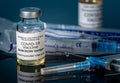 Close up of bottle of new Covid-19 vaccine for Omicron variant