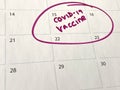 Covid-19 coronavirus vaccine shot jab appointment calendar background with copy space, many people worldwide waiting for covid-19