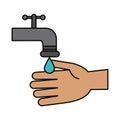 Covid 19 coronavirus, wash your hands, prevention spread outbreak disease pandemic flat style icon Royalty Free Stock Photo