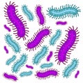 Bacterial microorganisms, bacteria, viruses. Vector illustration, flat cartoon, illustration icon. Royalty Free Stock Photo