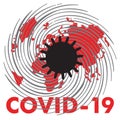 Covid 19. Coronovirus on planet earth Stop coronovirus on planet earth, font poster with red font on a white background, vector,