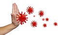 Covid, covid-19 , coronavirus corona stop, hand , background, isolated prevention - 3d rendering