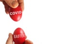 Covid-19 covid coronavirus free easter eggs colors for easter in greece isolated in white background