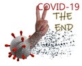 Covid end covid-19 coronavirus break apart finish, new era after covid consiquenses - 3d renderin