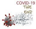 Covid end covid-19 coronavirus break apart finish, new era after covid consiquenses - 3d renderin