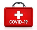 Covid-19 first aid kit isolated on white background. 3D illustration Royalty Free Stock Photo