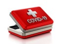 Covid-19 first aid kit isolated on white background. 3D illustration Royalty Free Stock Photo