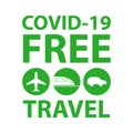 Covid-19 free tourism stickers set. Safe travel concept.