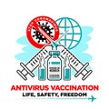 COVID global vaccination concept icon