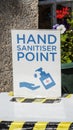 Covid hand sanitiser point sign