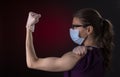 COVID-19 healthcare worker using PPE protective equipment showing strength Royalty Free Stock Photo