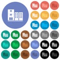 Covid Hospital round flat multi colored icons