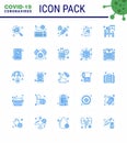 Covid-19 icon set for infographic 25 Blue pack such as hygiene, germ, survice, dirty, virus