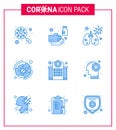 Covid-19 icon set for infographic 9 Blue pack such as covid, virus, soap, worldwide, infedted