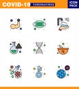 COVID19 corona virus contamination prevention. Blue icon 25 pack such as dna, research, safety, lab, washing Royalty Free Stock Photo