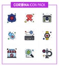 Covid-19 icon set for infographic 9 Filled Line Flat Color pack such as fever, blood virus, ribbon, blood, medical Royalty Free Stock Photo