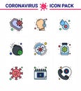 Coronavirus Prevention 25 icon Set Blue. worldwide, bomb, temperature, attack, fever Royalty Free Stock Photo