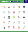 Covid-19 icon set for infographic 25 Flat Color pack such as antivirus, medicine, genetics, hospital, medical