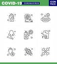 COVID19 corona virus contamination prevention. Blue icon 25 pack such as drops, allergy, protection, safety, mask