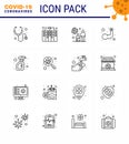 Covid-19 icon set for infographic 16 Line pack such as solid, body building, transmission, muscle, arm