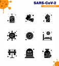 Covid-19 icon set for infographic 9 Solid Glyph Black pack such as life, coronavirus, bacterial, virus, hygiene