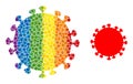 Dotted Covid Infection Mosaic Icon of Rainbow Round Dots