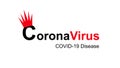 COVID-19 information banner, inscription Coronavirus with red crown isolated on white background. Novel SARS-CoV-2 corona virus