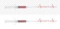 Covid-19 injection. Corona Virus Blood Realistic Transparent Plastic or Glass For Science and Learning on white Background