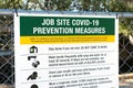 Covid-19 job site prevention measures sign