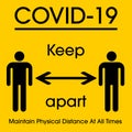 COVID-19 Keep Apart Signage to encourage people to maintain physical or social distance