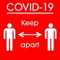 COVID-19 Keep Apart Signage to encourage people to maintain physical or social distance