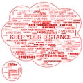 Covid Keep Your Distance Coronavirus Words Red Sign