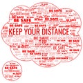 Covid Keep Your Distance Coronavirus Words Red Sign