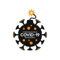 Bomb Virus Icon with Coronavirus Covid-19 Lettering