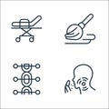 Covid line icons. linear set. quality vector line set such as cough, genetics, broom