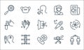 covid line icons. linear set. quality vector line set such as distance, phone, fever, bed, genetics, blood test, temperature,