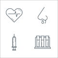 Covid line icons. linear set. quality vector line set such as , syringe, runny nose