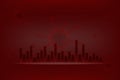 Covid-19 make stock market down and crisis global economy concept. Red Corona virus with graph on red background