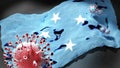 Covid in Micronesia Federated States of - coronavirus and a flag of Micronesia Federated States of as a symbol of pandemic in