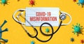 Covid-19 Misinformation theme with mask and stethoscope