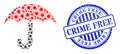 Grunge Crime Free Badge and Viral Umbrella Composition Icon