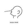 Covid nasal swab icon. Corona virus nasal pcr swab test line icon Royalty Free Stock Photo