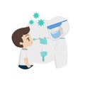 Covid 19 nasal swab test flat illustration