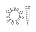 covid-19 2019-ncov vaccine, vaccination shot, medicine concept, flat illustration corona virus symbol Royalty Free Stock Photo