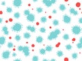 Corona Virus COVID-19 Overprint Seamless Vector Pattern Illustration Design, in blue and red colors.