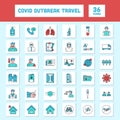 Covid Outbreak Travel Blue And Red Icons