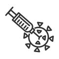 Covid 19 pandemic injecting the virus science line style icon