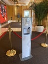 2020 Covid-19 Pandemic Safety Precautions Macau Macao Cotai Strip Wynn Palace Resort Entrance Disinfectant Alcohol Dispenser SOP